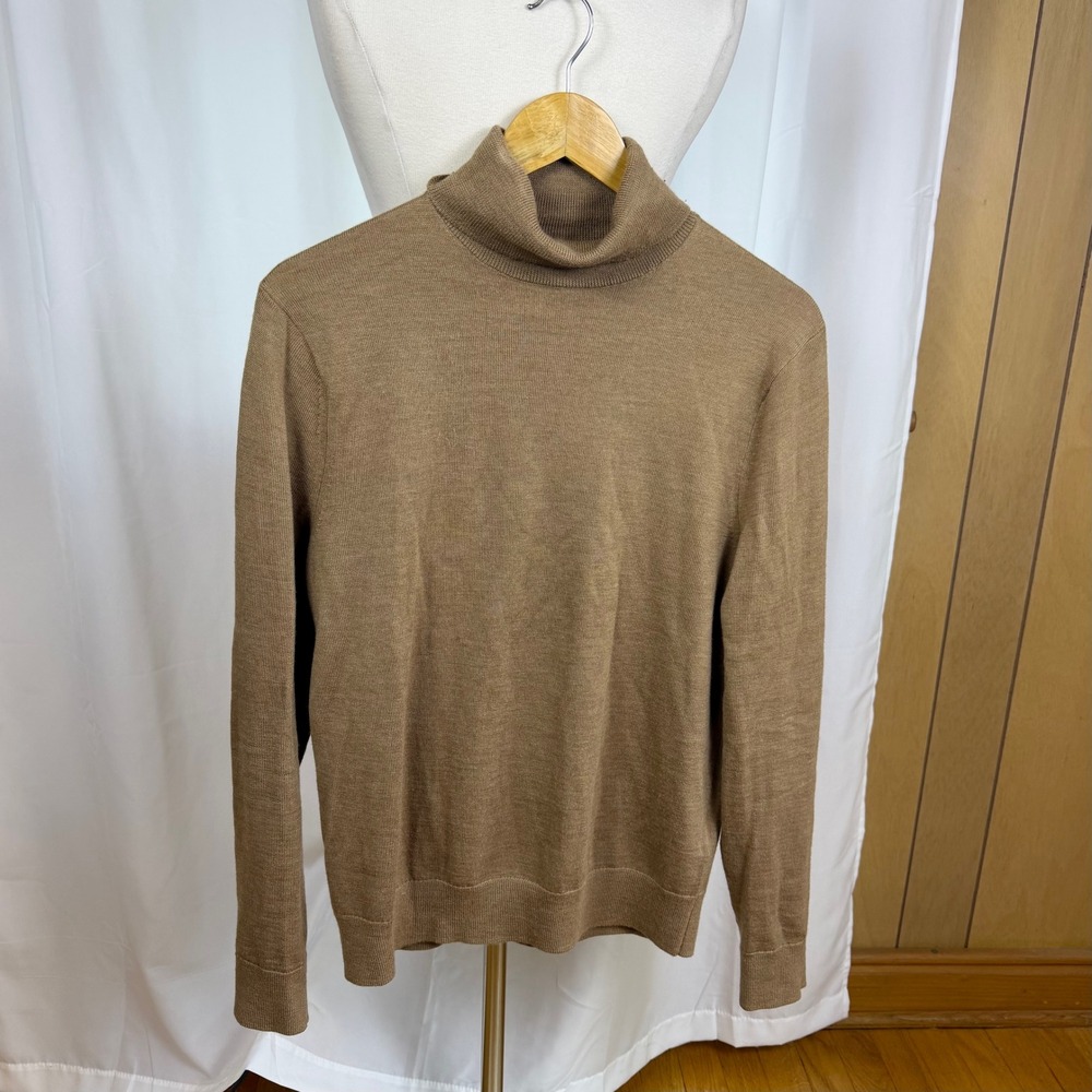 Banana Republic Italian Merino Yard Baruffa Brown Turtleneck Sweater Mens Small